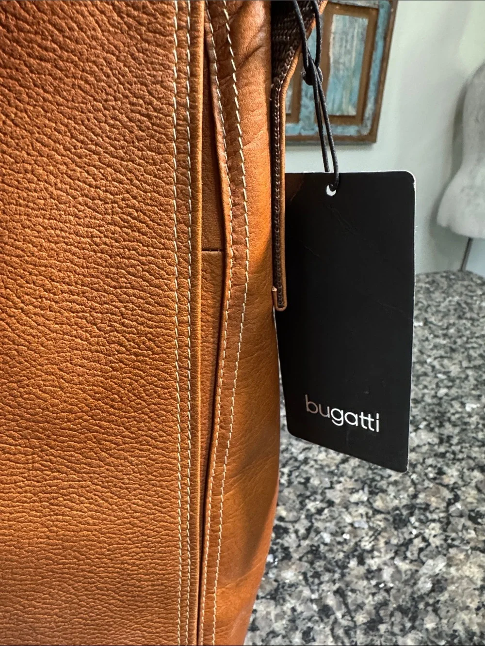 Bugatti Men's Leather Messenger Bag in Cognac Brown NWT